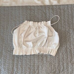 Adika White Crop Top with Ruffle Hem